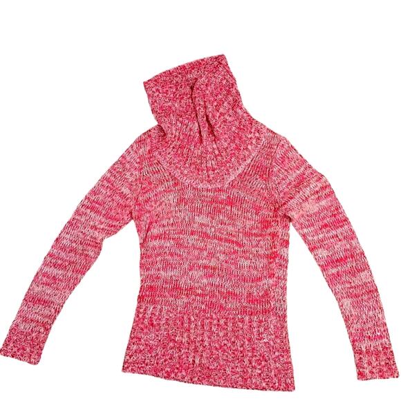 Y2K Vintage Lei Sweater Cowl Neck Jrs Sz L BARBIECORE PINK Sparkle Sequins Boho - Picture 5 of 16